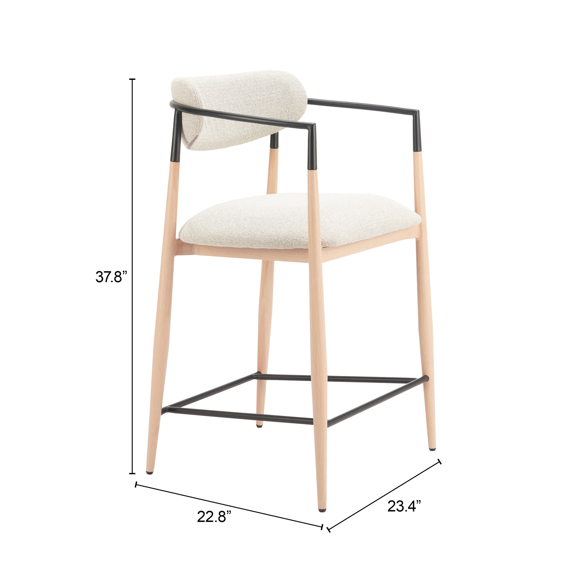 Equinox Counter Stool Oyster Gray & Natural - Elite Maison