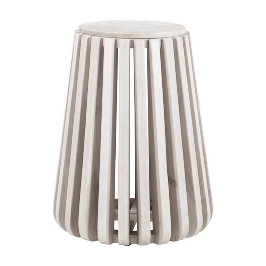 Cyprus Side Table White & Whitewashed - Elite Maison