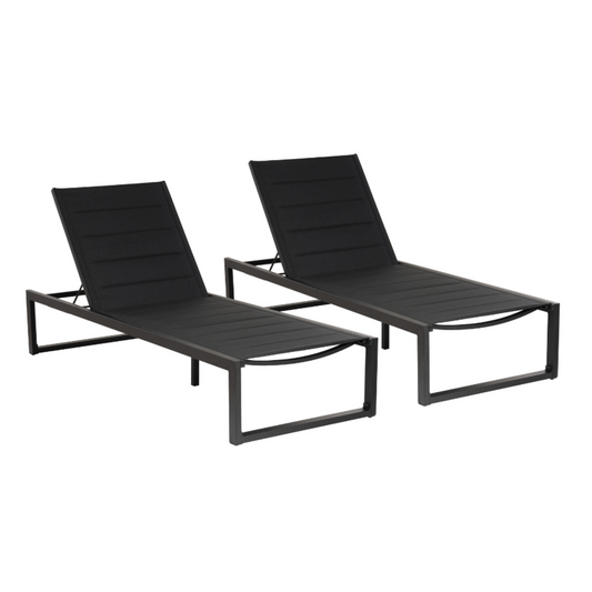 Alora Aluminum Chaise Lounge Black Set of 2