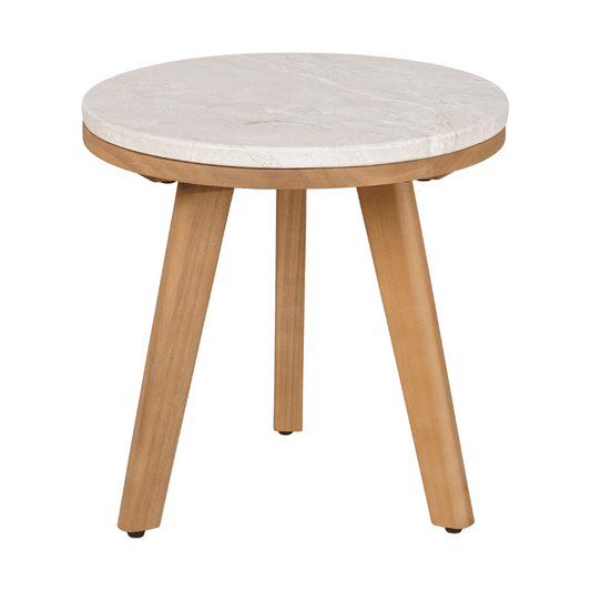 Zuo Siro Side Table in natural wood with organic design, showcasing sleek curves and smooth surface for modern home decor.