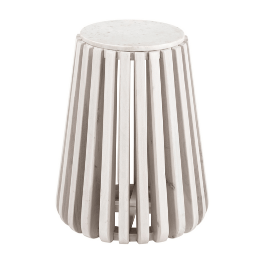 Cyprus Side Table White & Whitewashed - Elite Maison