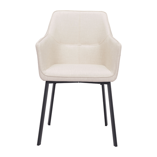 Beige Zuo dining chair with a modern design, featuring a sleek silhouette and comfortable upholstery.