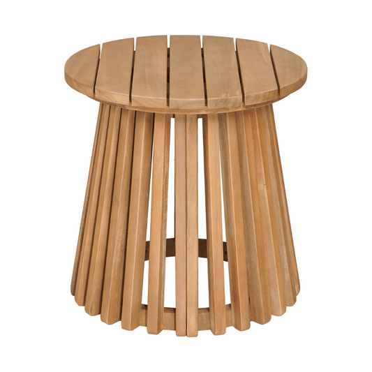 Zuo Zahara side table in natural wood with organic design and modern architectural style, featuring clean lines and smooth surface.