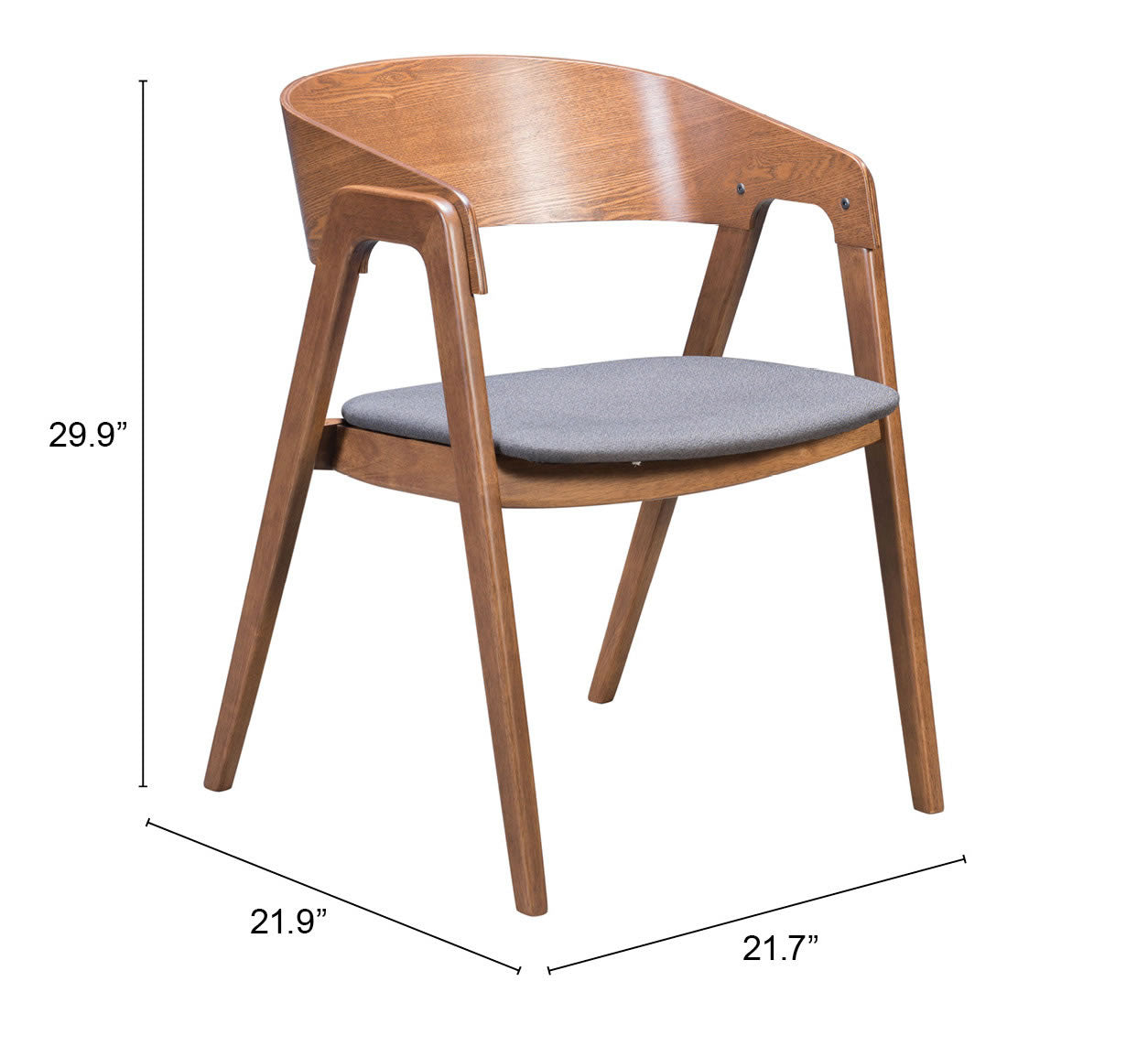 Alden Dining Arm Chair (Set of 2) Walnut & Dark Gray - Elite Maison