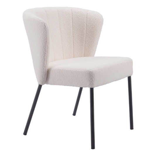 Beige Aimee dining chairs from Zuo, featuring a modern design and comfortable upholstery, arranged in a stylish dining setting.