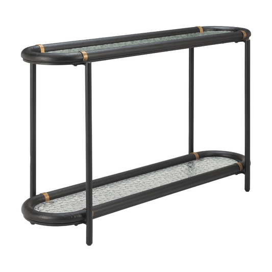 Black Aneis console table by Zuo, featuring a sleek design with elegant lines and a minimalist aesthetic.