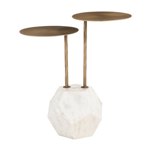 Anten Side Table Brass & White - Elite Maison