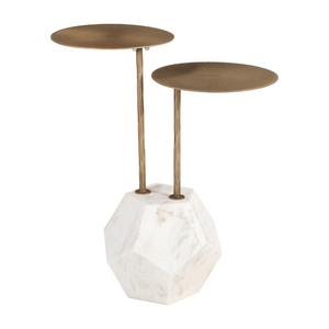 Anten Side Table Brass & White - Elite Maison