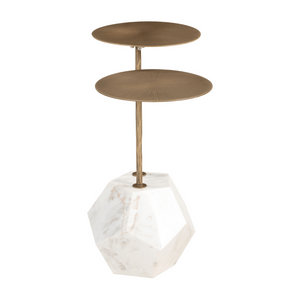 Anten Side Table Brass & White - Elite Maison