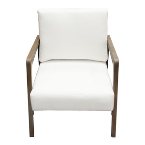 Sara Accent Chair in White Fabric - Elite Maison