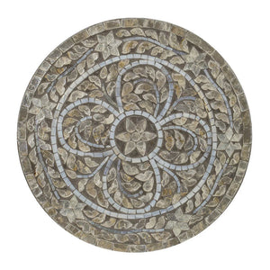 Lyra luxury accent table stool with hourglass shape and inlaid capiz shell design, Benzara accent and side table.