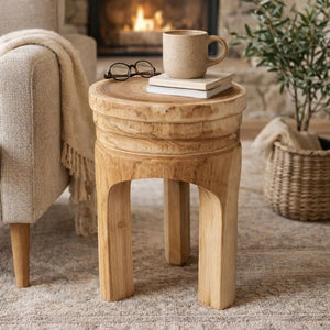 Paulownia Wood Stool Table - Elite Maison