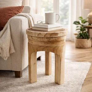 Paulownia Wood Stool Table - Elite Maison