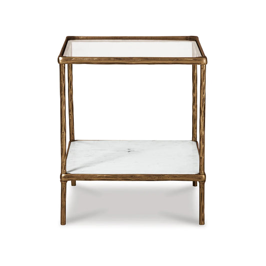 Benzara Dalie accent table with a round wooden top and metal legs, perfect as a side or accent table in living spaces.
