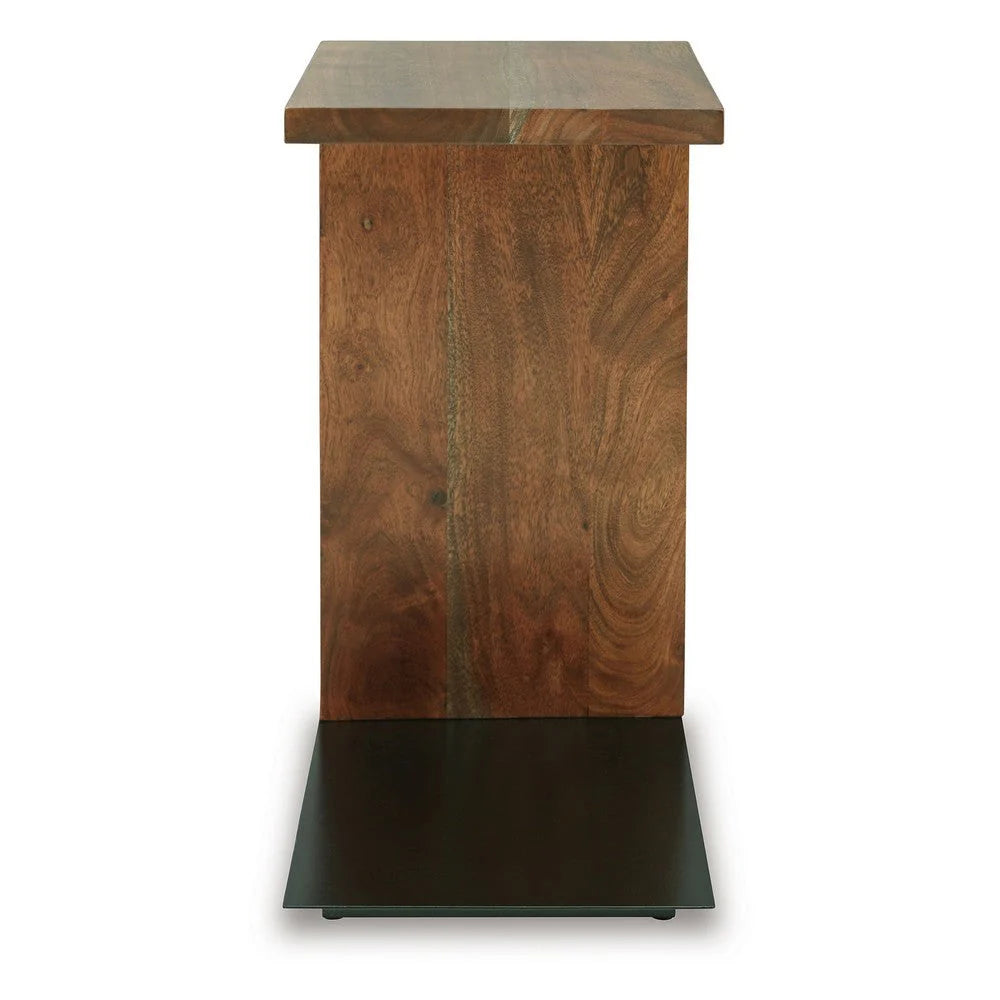 Benzara Jax C-Shaped Accent Table with sleek design, featuring a modern C-shape and smooth surface for living room or bedroom use.