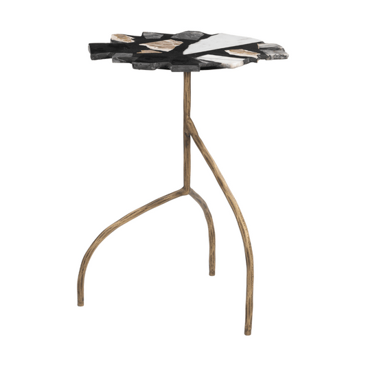 Multicolor Baia side table by Zuo with a geometric pedestal base and multi-toned finish, perfect as an accent or side table.