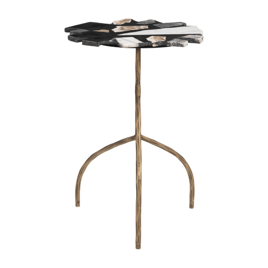Multicolor Baia side table by Zuo with a geometric pedestal base, featuring a vibrant multi-toned finish for modern decor.