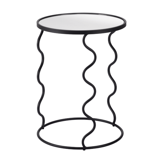 Black Bastia side table by Zuo featuring a modern transparent and architectural design, ideal as an accent or side table.