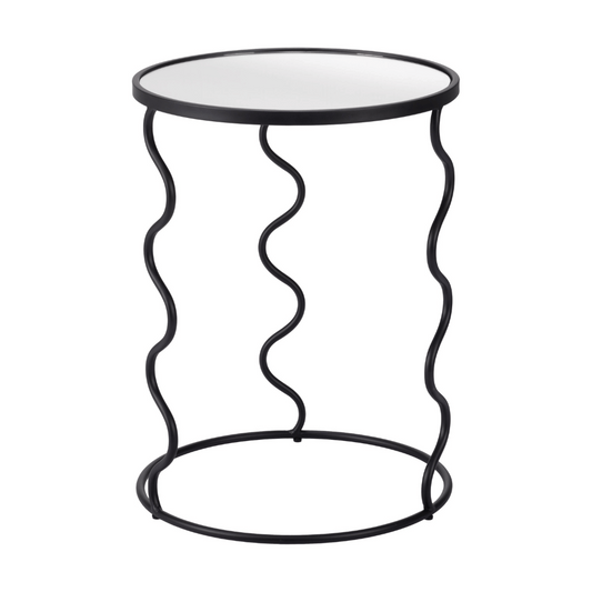 Black Bastia side table by Zuo featuring modern transparent design and architectural clarity, perfect as an accent or side table.