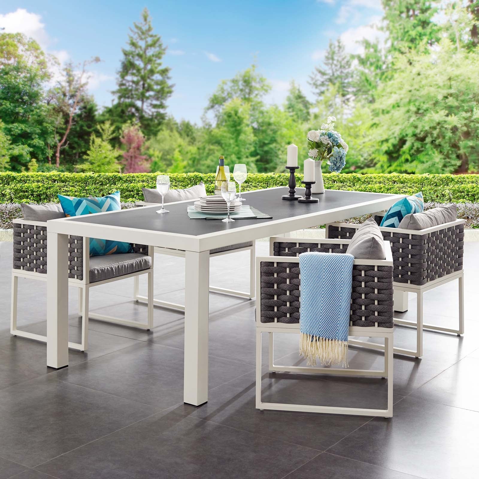 Stance 90.5" Outdoor Patio Aluminum Dining Table - Elite Maison