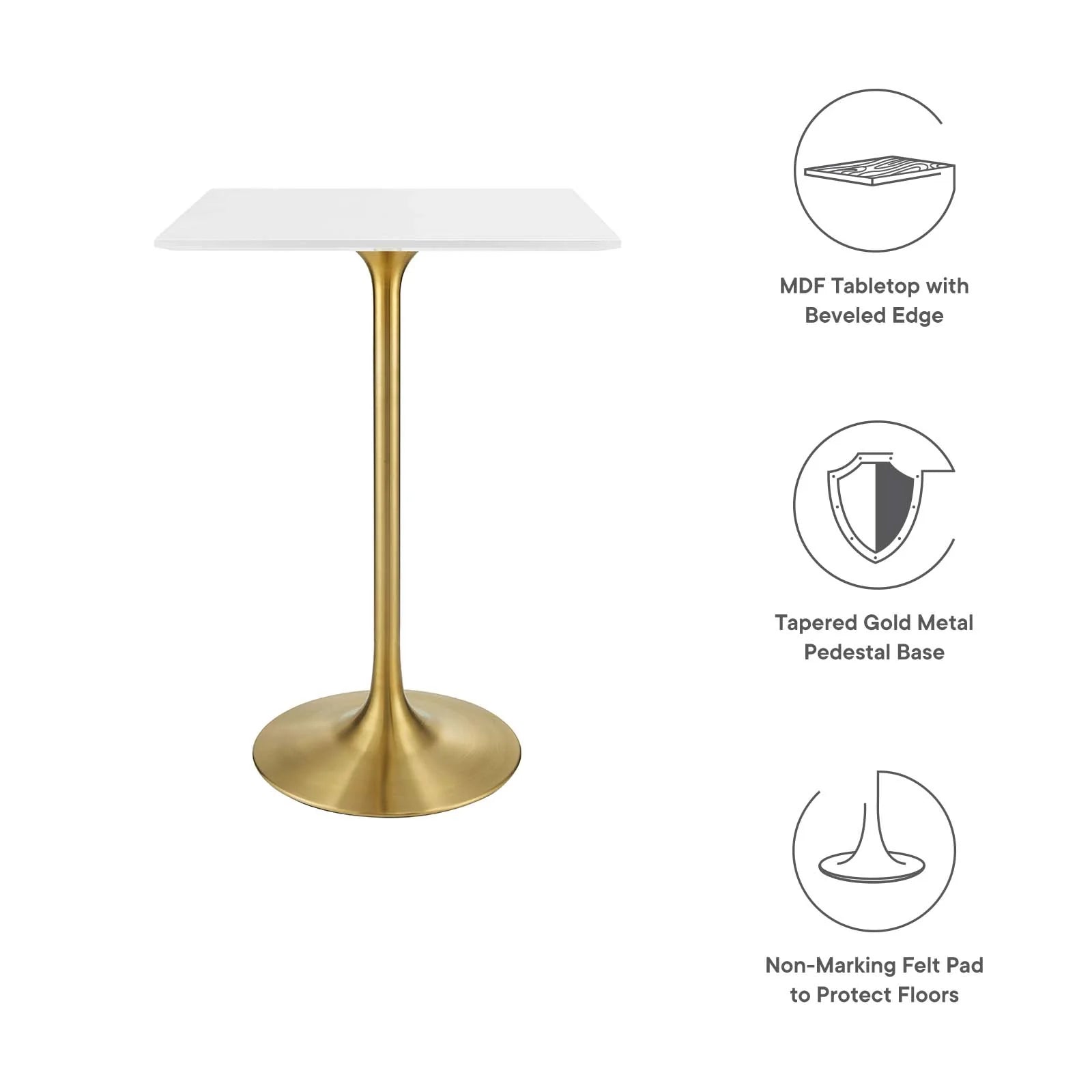 Lippa 28" Square Wood Top Bar Table - Elite Maison