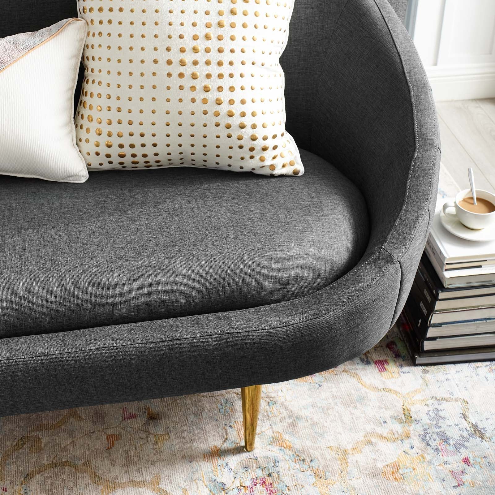 Sublime Vertical Curve Back Fabric Sofa - Elite Maison