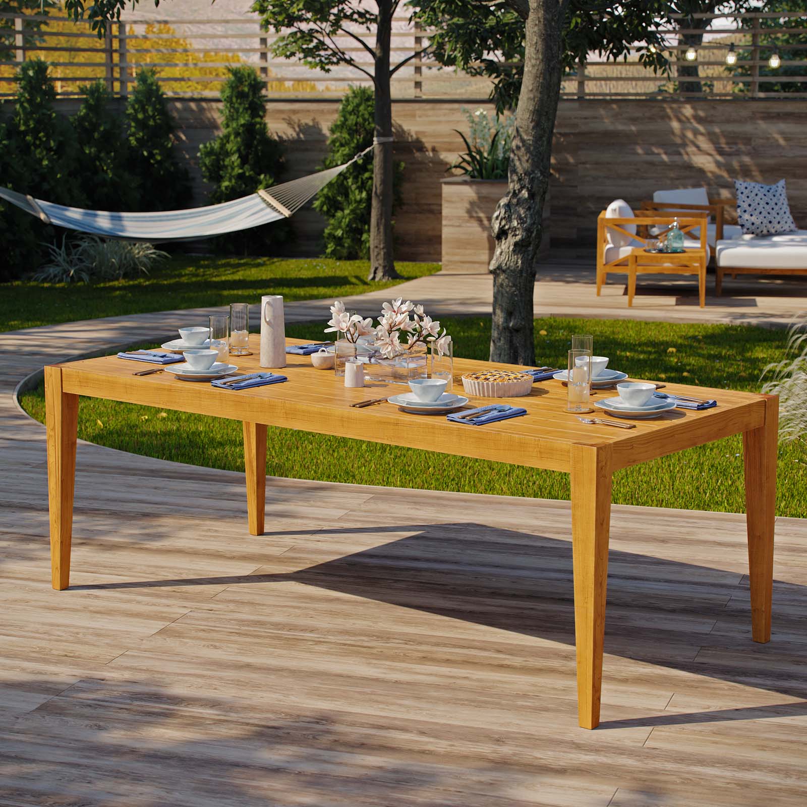 Northlake 85" Outdoor Patio Premium Grade A Teak Wood Dining Table - Elite Maison