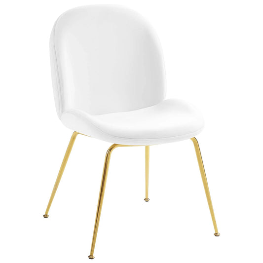 Scoop Gold Stainless Steel Leg Performance Velvet Dining Chair - Elite Maison