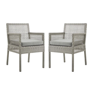 Aura Dining Armchair Outdoor Patio Wicker Rattan Set of 2 - Elite Maison