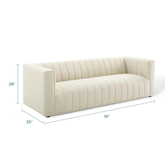 Reflection Channel Tufted Upholstered Fabric Sofa - Elite Maison