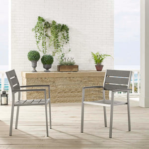 Shore Outdoor Patio Aluminum Dining Armchair Set of 2 - Elite Maison