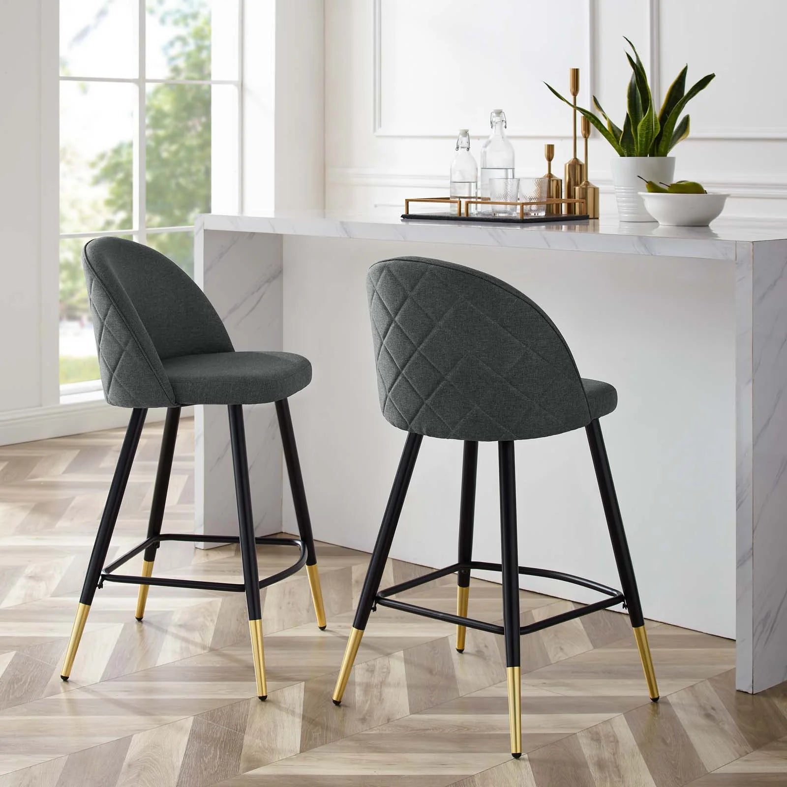 Cordial Fabric Counter Stools - Set of 2 - Elite Maison