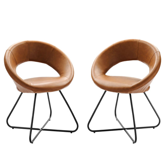 Nouvelle Vegan Leather Dining Chair Set of 2 - Elite Maison