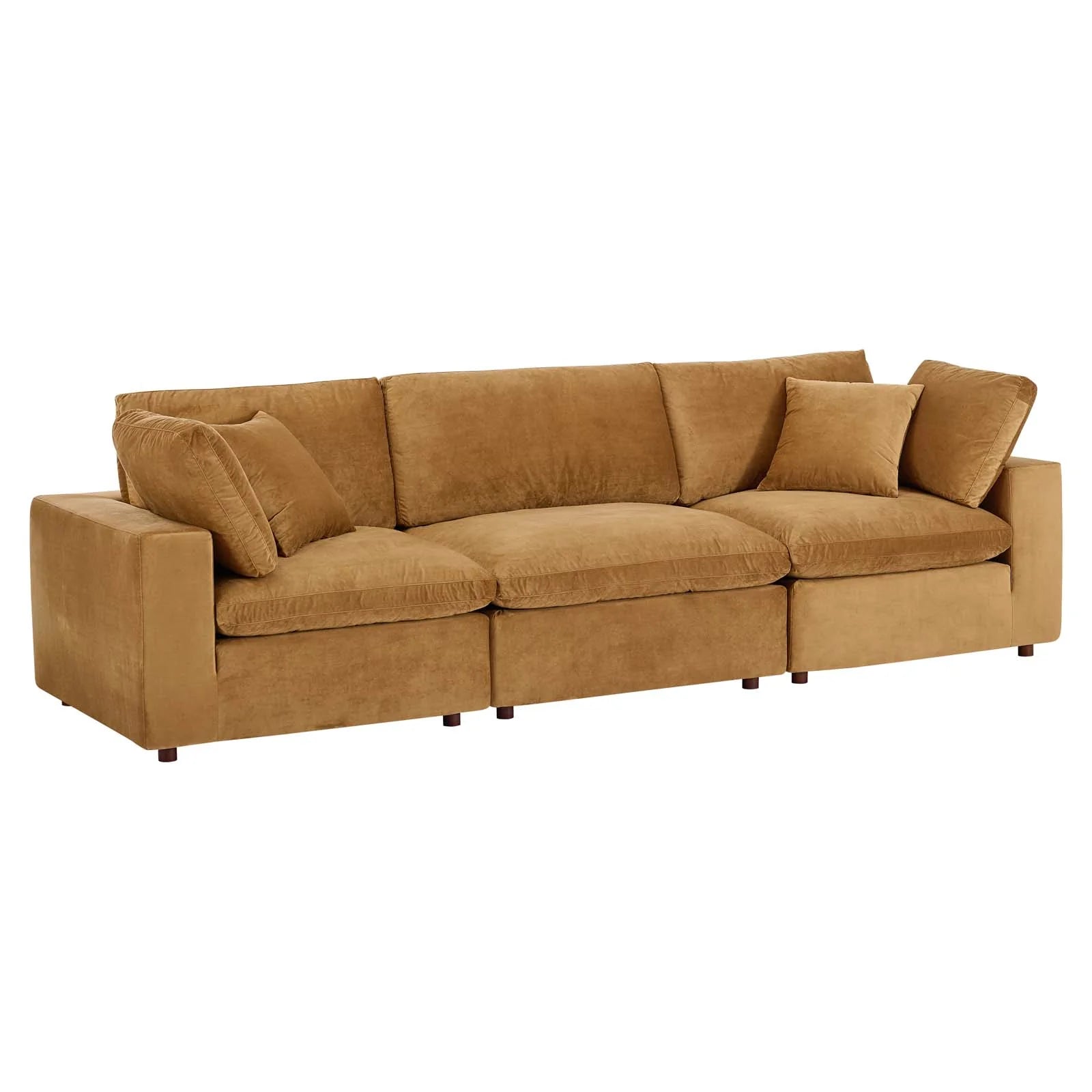 Commix Down Filled Overstuffed Performance Velvet 3-Seater Sofa - Elite Maison