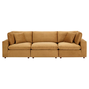 Commix Down Filled Overstuffed Performance Velvet 3-Seater Sofa - Elite Maison