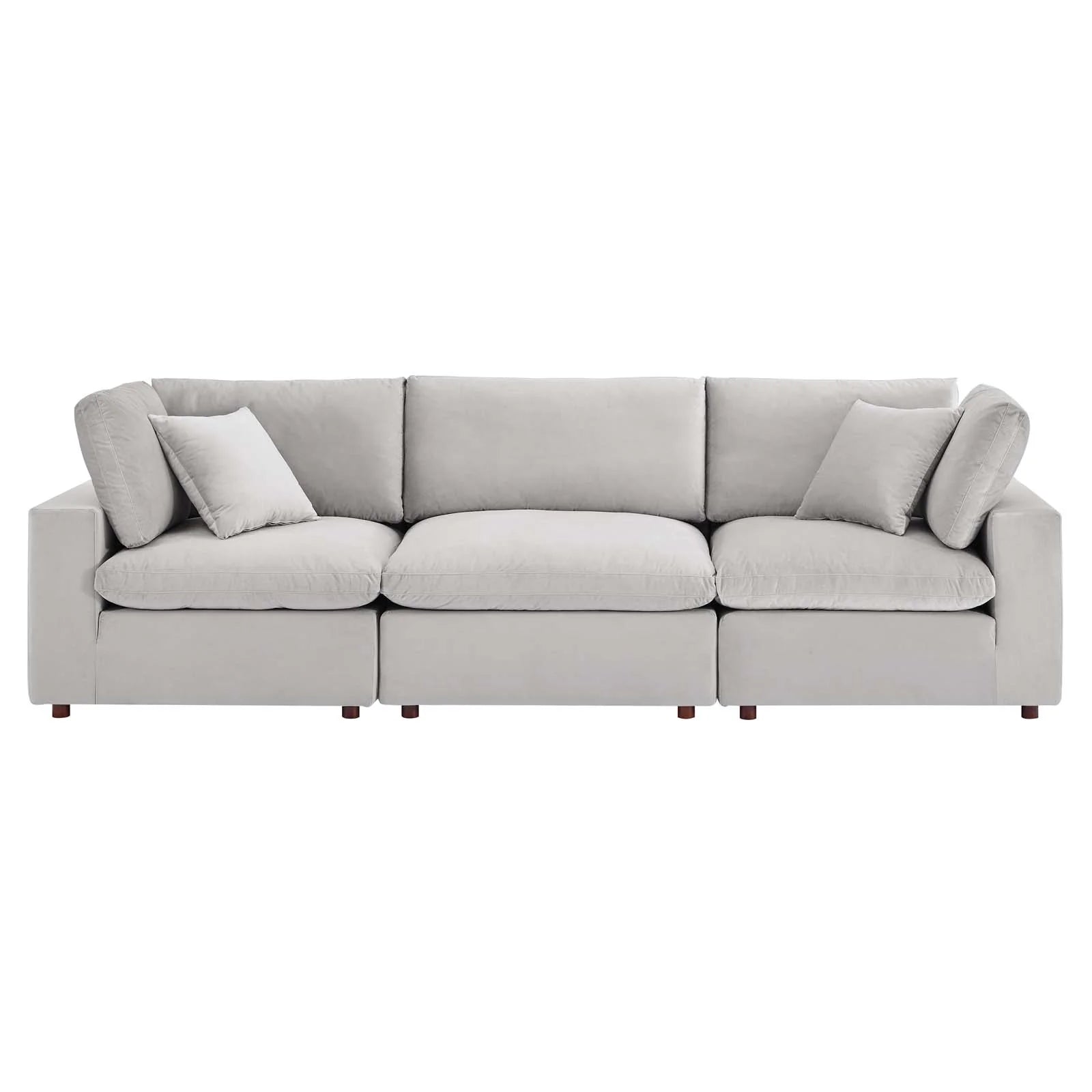 Commix Down Filled Overstuffed Performance Velvet 3-Seater Sofa - Elite Maison