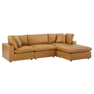 Commix Down Filled Overstuffed Vegan Leather 4-Piece Sectional Sofa - Elite Maison