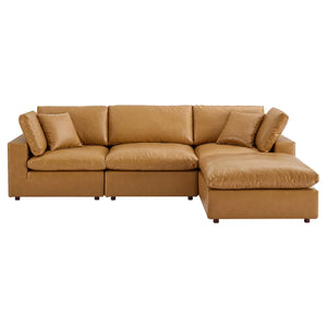 Commix Down Filled Overstuffed Vegan Leather 4-Piece Sectional Sofa - Elite Maison