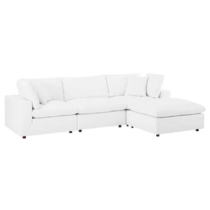 Commix Down Filled Overstuffed Vegan Leather 4-Piece Sectional Sofa - Elite Maison