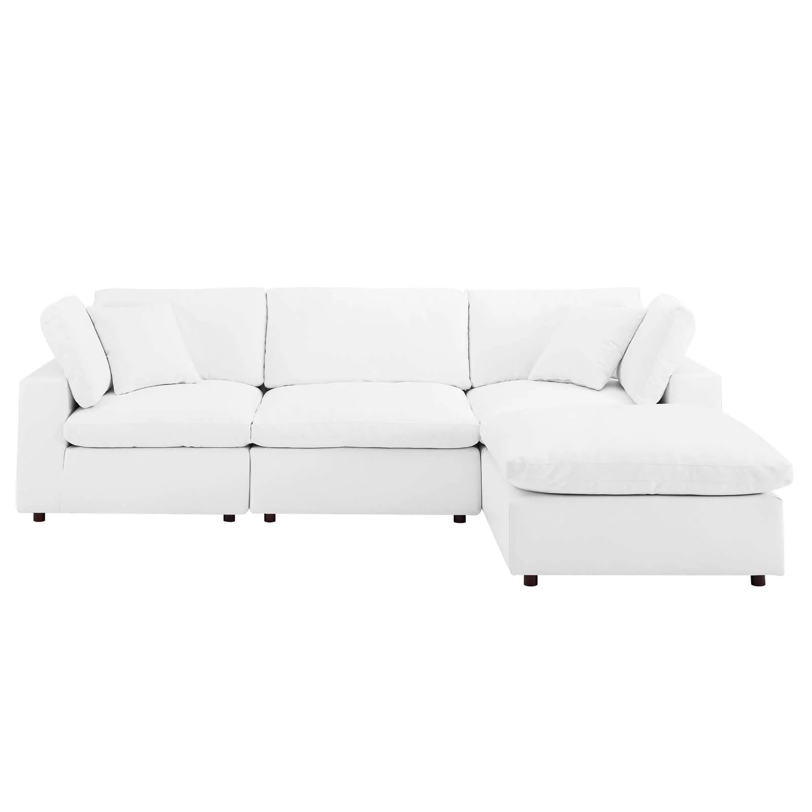 Commix Down Filled Overstuffed Vegan Leather 4-Piece Sectional Sofa - Elite Maison