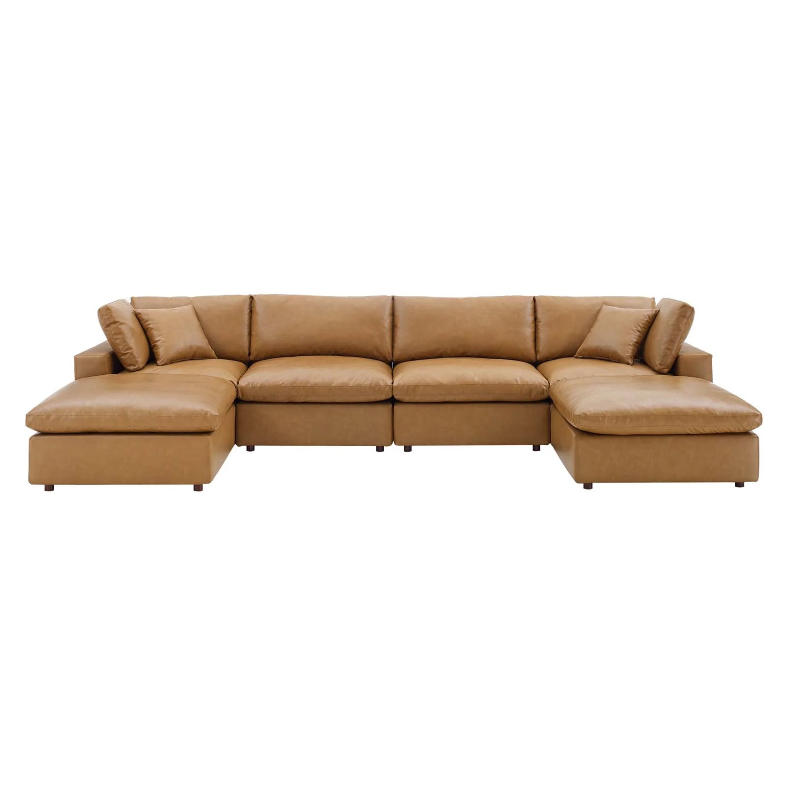 Commix Down Filled Overstuffed Vegan Leather 6-Piece Sectional Sofa - Elite Maison