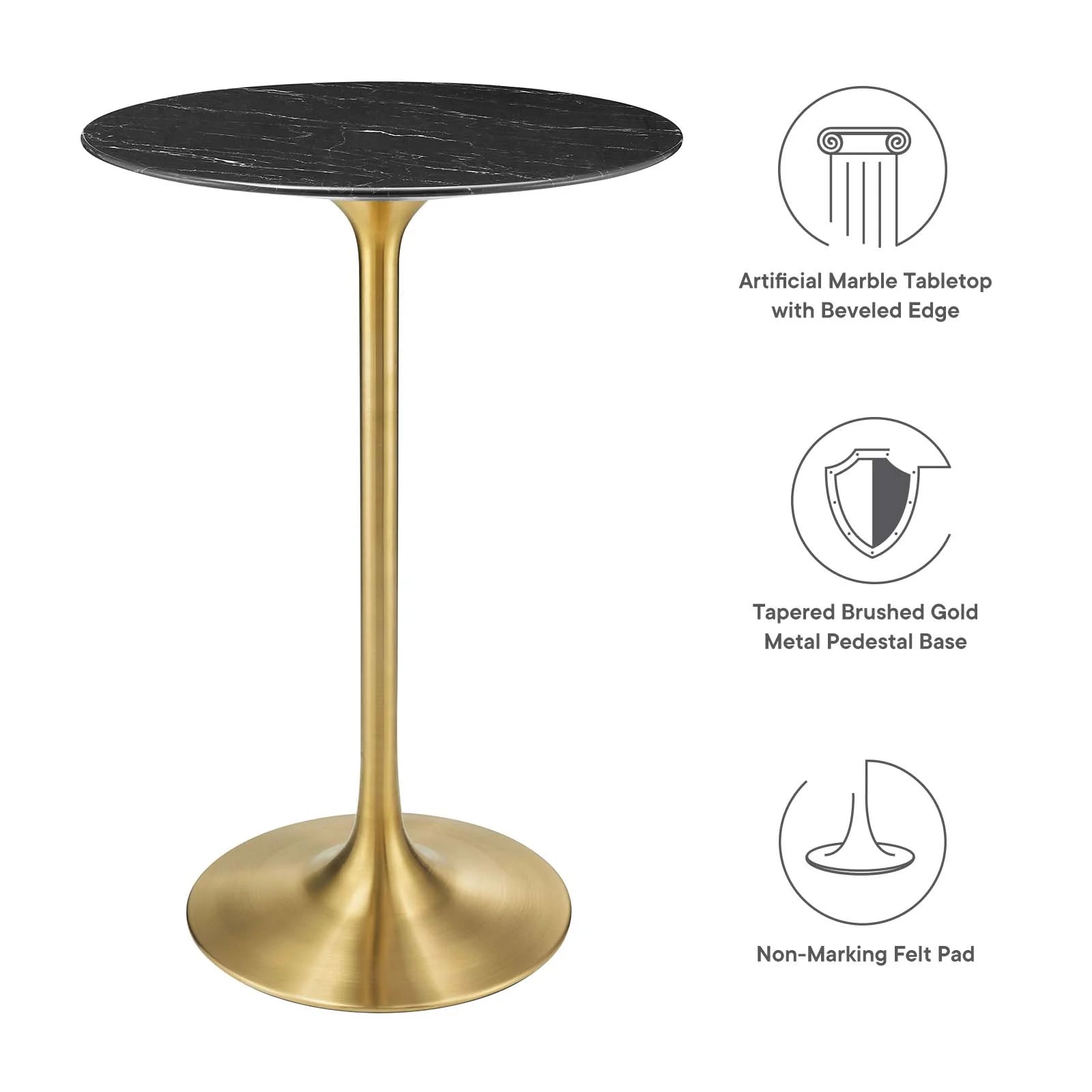 Lippa 28" Round Artificial Marble Bar Table - Elite Maison