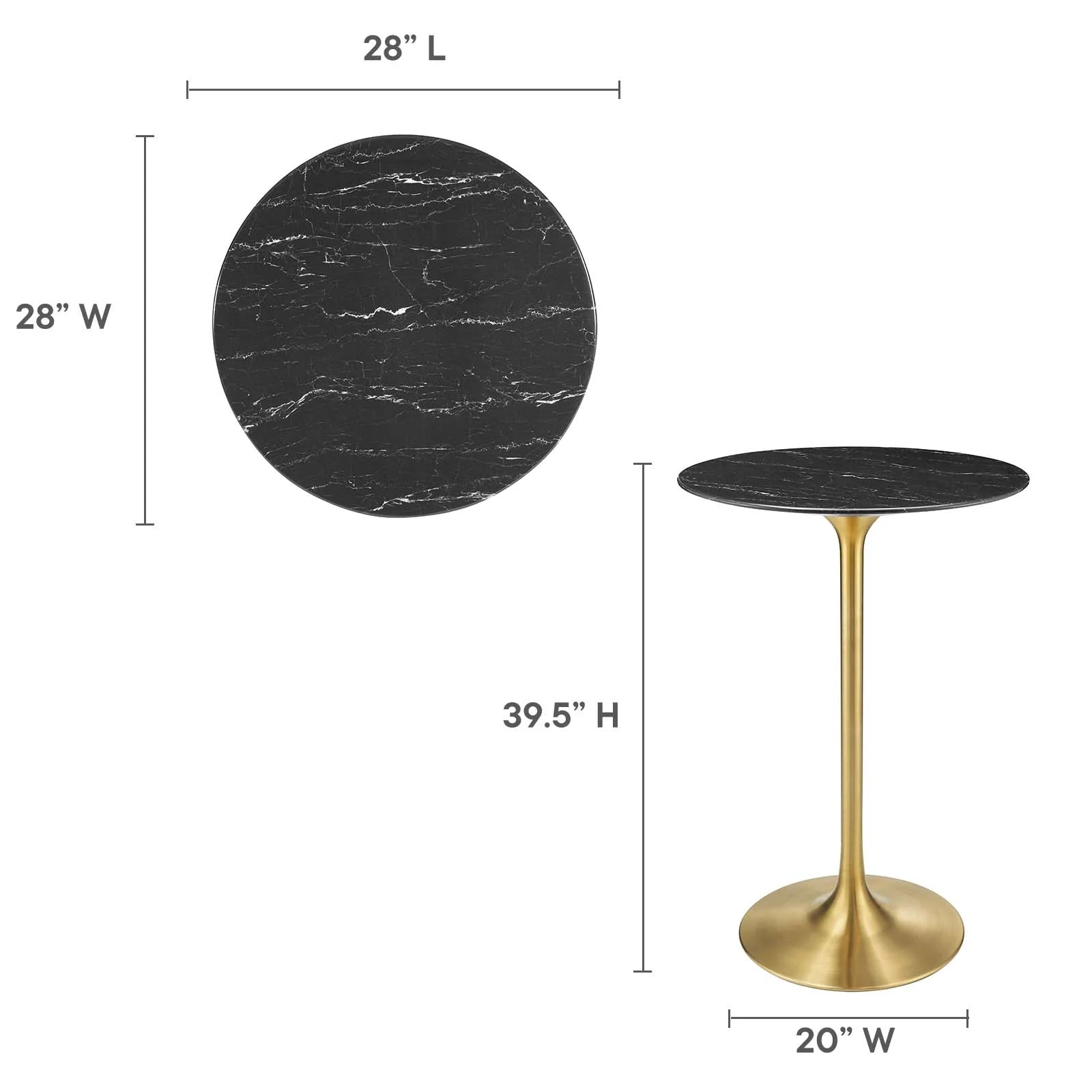 Lippa 28" Round Artificial Marble Bar Table - Elite Maison