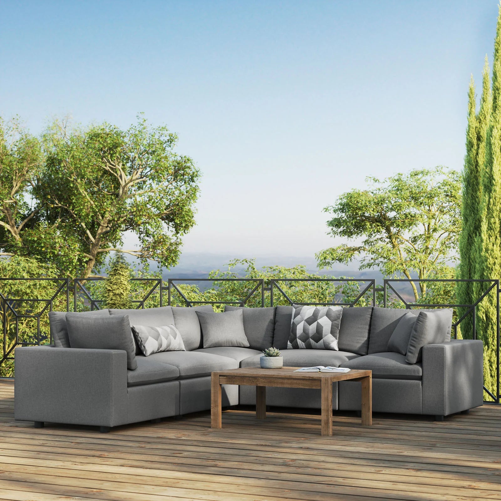 Commix 5-Piece Outdoor Patio Sectional Sofa - Elite Maison