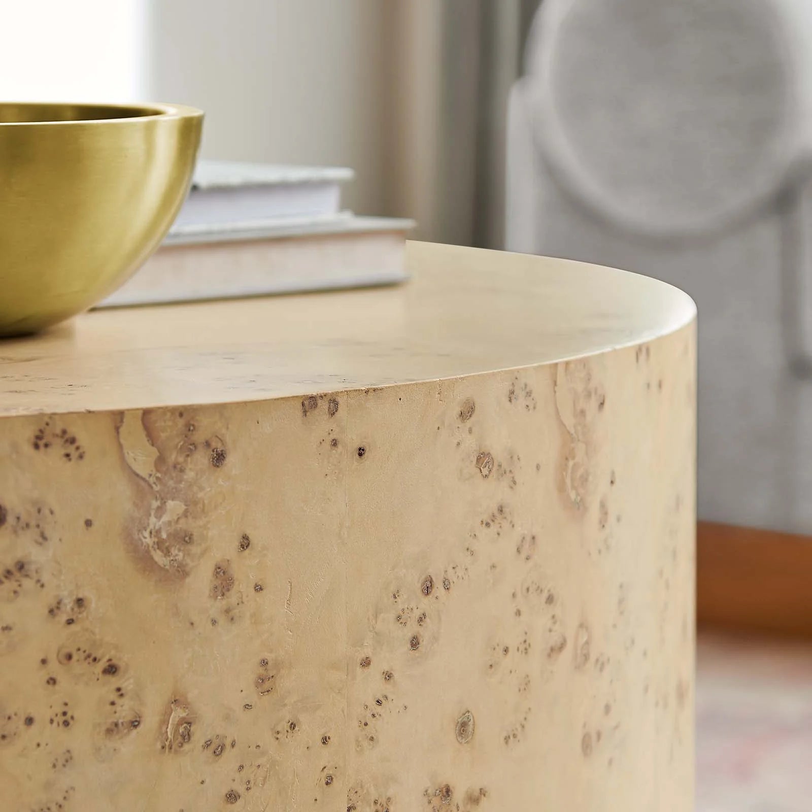 Cosmos Round Burl Wood Coffee Table - Elite Maison