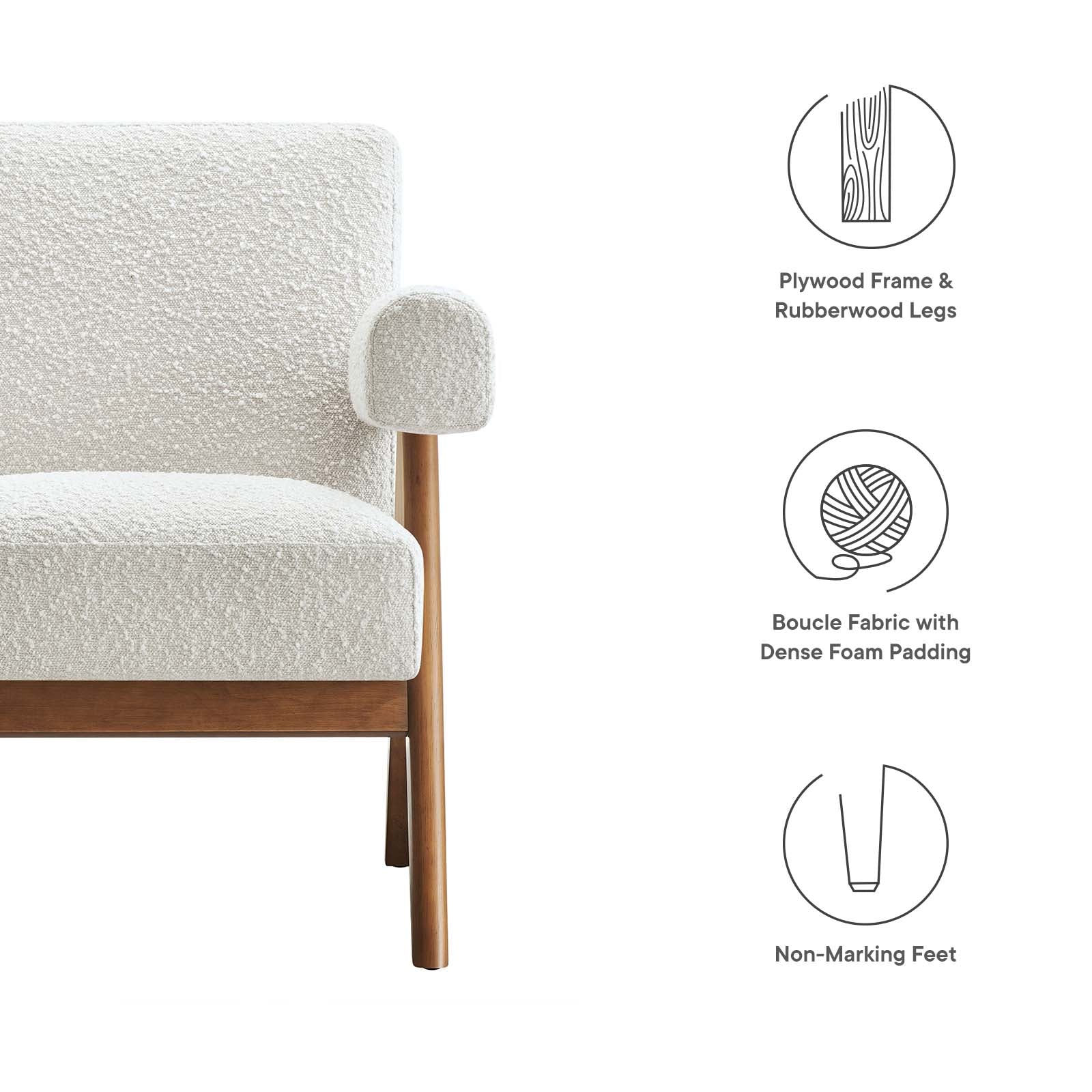 Lyra Boucle Fabric Armchair - Elite Maison