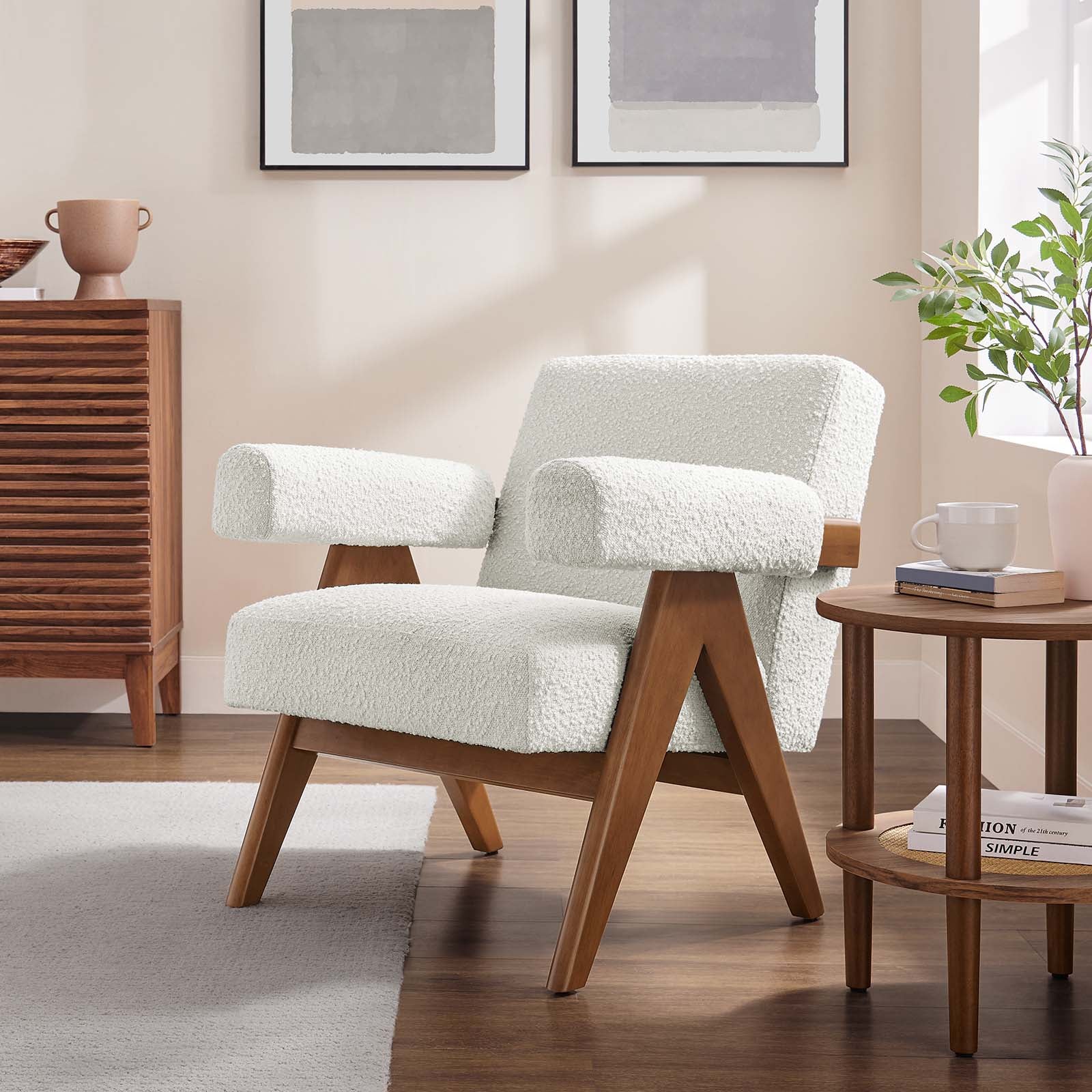 Lyra Boucle Fabric Armchair - Elite Maison