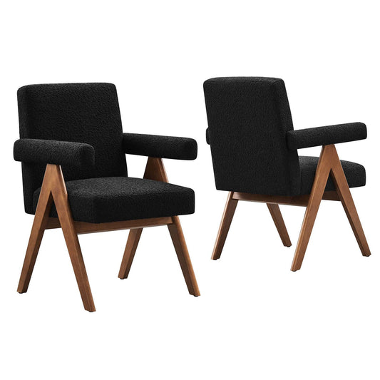 Lyra Boucle Fabric Dining Room Chair - Set of 2 - Elite Maison