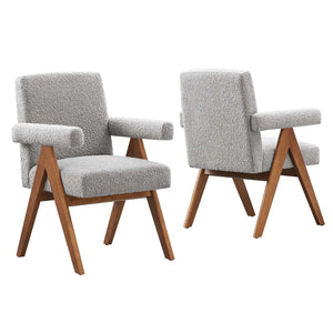 Lyra Boucle Fabric Dining Room Chair - Set of 2 - Elite Maison