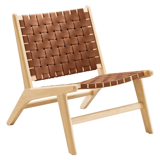 Saoirse Faux Leather Wood Accent Lounge Chair - Elite Maison